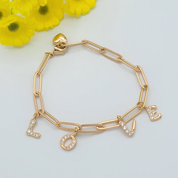 CLOSEOUT* Bracelets - 18K Gold Plated. Clear crystals LOVE Letters. *Premium Q*