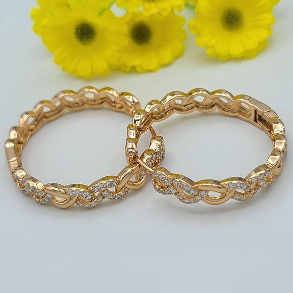 Earrings - 18K Gold Plated. Infinity Love Crystal Hoops. *Premium Q*