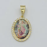 Pendants - 14K Gold Plated. Guardian Angel w/crystals. Angel de la Guarda