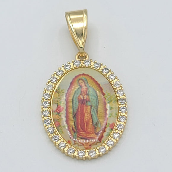 Pendants - 14K Gold Plated. Our Lady of Guadalupe w/crystals.
