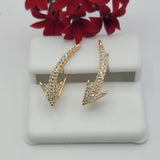 CLOSEOUT* Earrings - 18K Gold Plated. Iced Arrow Hook Earrings. *Premium Q*