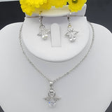 CLOSEOUT* Sets - Rhodium Plated. Angels Necklace & Earrinsg Set. Clear crystals  *Premium Q*