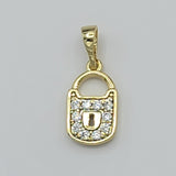 Pendants - 14K Gold Plated. Padlock with crystals. *Premium Q*