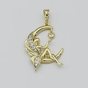 Pendants - 14K Gold Plated. Fairy - Moon - Heart with crystals. *Premium Q*