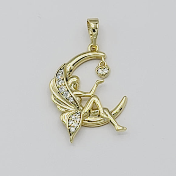 Pendants - 14K Gold Plated. Fairy - Moon - Heart with crystals. *Premium Q*