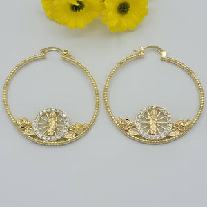 Earrings - 14K Gold Plated. Saint Jude Hoops.