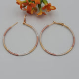 Earrings - Tri Color Gold Plated. Diamond Cut 2mm Hoops. *Premium Q*