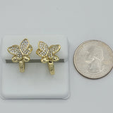 Earrings - 14K Gold Plated. Huggies Micro Pave Butterfly Hoops. *Premium Q*