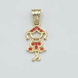 Pendants - 14K Gold Plated. Red crystals Girl