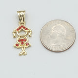 Pendants - 14K Gold Plated. Red crystals Girl