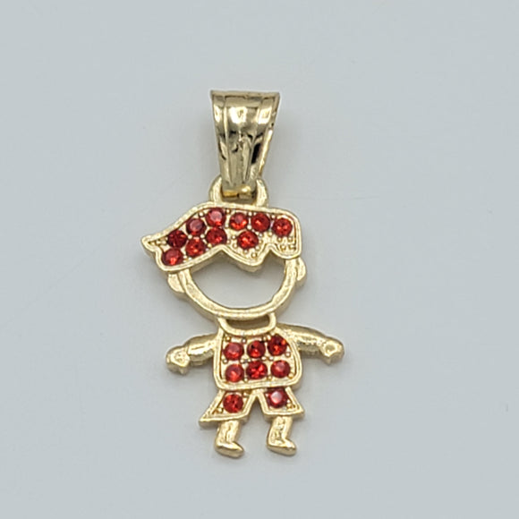 Pendants - 14K Gold Plated. Red crystals Boy