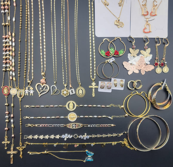 LOT MIX - STARTUPKIT40. Gold Plated Jewelry Mix 14K 18K 24K - 40 Pieces Kit