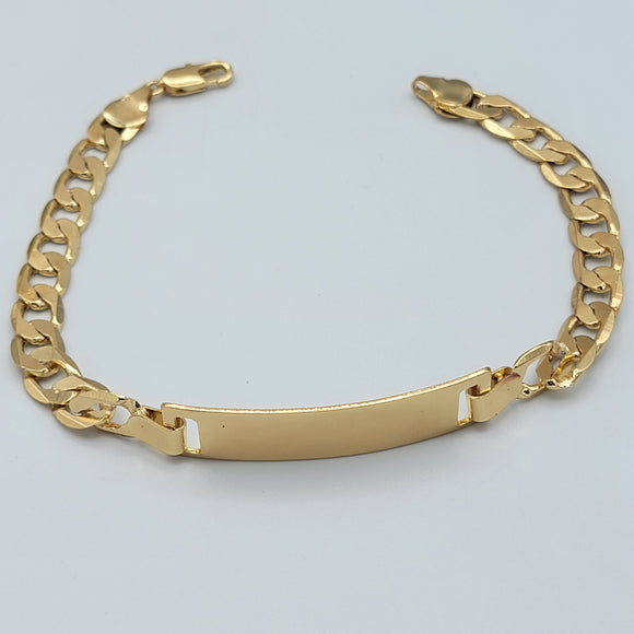 Bracelets - 14K Gold Plated. ID Plate - Cuban Style Chain