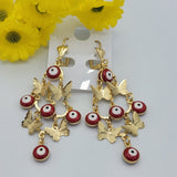 CLOSEOUT* Earrings - 14K Gold Plated. Butterflies - Eyes. Lightweight Chandelier