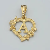 Pendants - 14K Gold Plated. Heart with Initial Letter Pendant. Iniciales