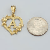 Pendants - 14K Gold Plated. Heart with Initial Letter Pendant. Iniciales