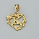 Pendants - 14K Gold Plated. Heart with Initial Letter Pendant. Iniciales