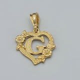 Pendants - 14K Gold Plated. Heart with Initial Letter Pendant. Iniciales