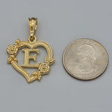 Pendants - 14K Gold Plated. Heart with Initial Letter Pendant. Iniciales