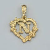 Pendants - 14K Gold Plated. Heart with Initial Letter Pendant. Iniciales