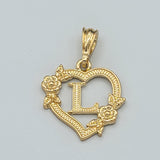 Pendants - 14K Gold Plated. Heart with Initial Letter Pendant. Iniciales