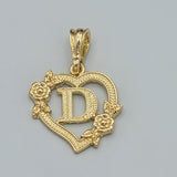 Pendants - 14K Gold Plated. Heart with Initial Letter Pendant. Iniciales