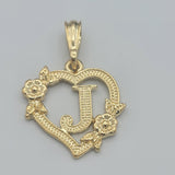 Pendants - 14K Gold Plated. Heart with Initial Letter Pendant. Iniciales