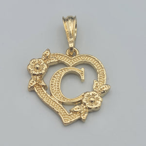 Pendants - 14K Gold Plated. Heart with Initial Letter Pendant. Iniciales