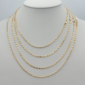 Chains - 14K Gold Plated. Mariner Style DC - 2.5mm W - Different Sizes. M2 (PACK OF 6)
