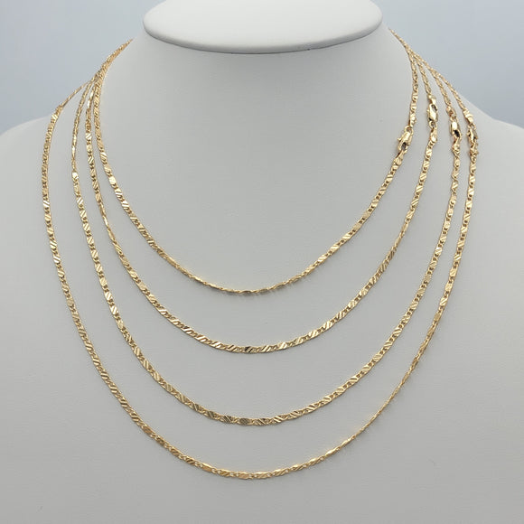 Chains - 14K Gold Plated. Mariner Style DC - 2.5mm W - Different Sizes. M2 (PACK OF 6)
