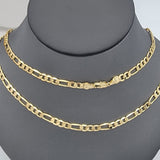 Chains - 14k Gold Plated. Figaro Style - 5mm W - Different Sizes (PACK OF 3)