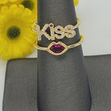CLOSEOUT* Rings - 14K Gold Plated. Kiss Lips Ring. *Premium Q*