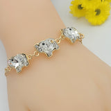 CLOSEOUT* Bracelets - 14K Gold Plated. Elephant Bracelet. (Clear Crystals)