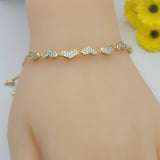 Bracelets - Slider. 14K GP. Clear Crystals Hearts.  Adjustable. *Premium Q*