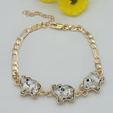 CLOSEOUT* Bracelets - 14K Gold Plated. Elephant Bracelet. (Clear Crystals)