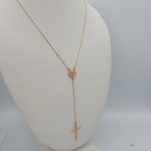 Rosary - Rose Gold Plated. Saint Benedict Rosary style necklace. *Premium Q*