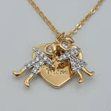 CLOSEOUT* Necklace - 18K Gold Plated. Boy - Girl - Love You Mom Heart. *Premium Q*