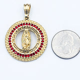 Pendants - 14K Gold Plated. Our Lady of Guadalupe - Red Crystals.