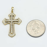 Pendants - 14K Gold Plated. Iced Out Cross. *Premium Q*