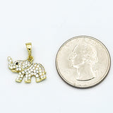 Pendants - 14K Gold Plated. Elephant with crystals. *Premium Q*