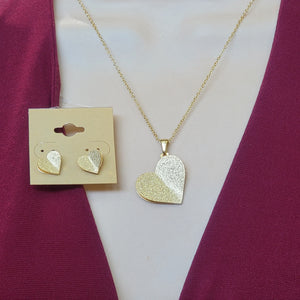 Sets - Stainless Steel - 14K Gold Plated. 3D Heart Set. *Premium Q*