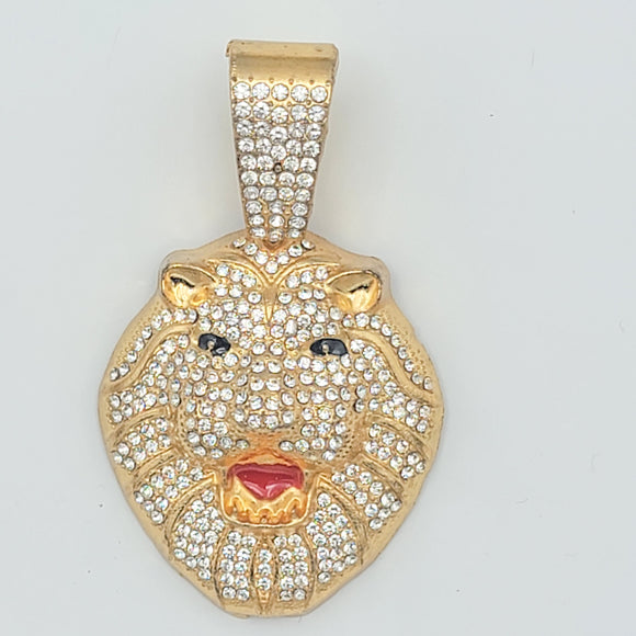 CLOSEOUT* Pendant - Gold Plated. Hip Hop Jewelry. Lion Head.