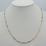 Chains - Tri Color Gold Plated. Figaro Link - 4mm - 24in