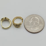 Earrings - 14K Gold Plated. Huggies Clear Crystals Leaf Hoops. *Premium Q*