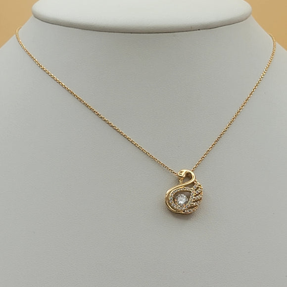 Necklace - 18K Gold Plated. Swan. *Premium Q*