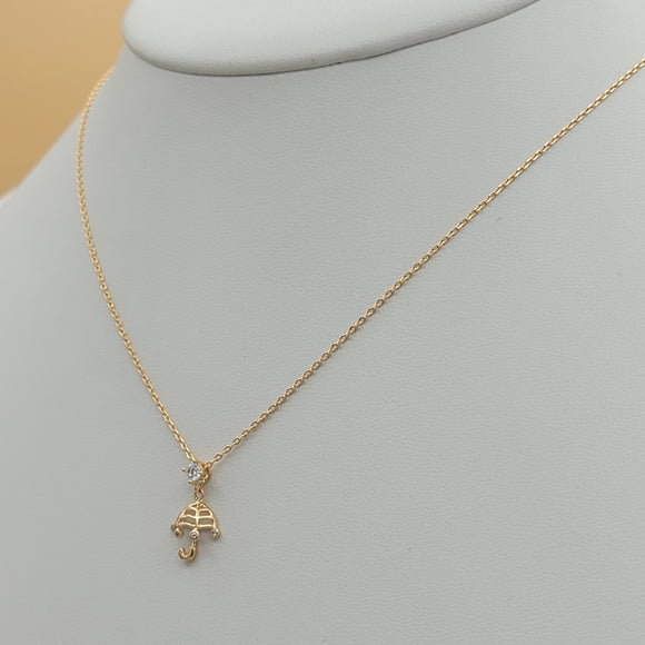 Necklace - 18K Gold Plated. Umbrella. *Premium Q*