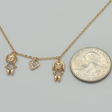 CLOSEOUT* Necklace - 18K Gold Plated. Boy - Heart - Girl Pendant. *Premium Q*