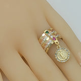 CLOSEOUT* Rings - Tri Color Gold Plated. Saint Jude Semanario Rings. San Judas (1 Piece)