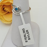 Rings - 925 Sterling Silver. Wave with Blue Opal Circle