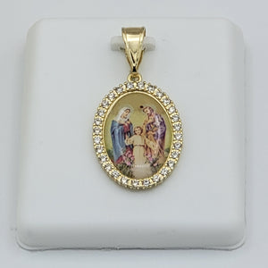 Pendants - 14K Gold Plated. The Sacred Family w/crystals. La Familia Sagrada